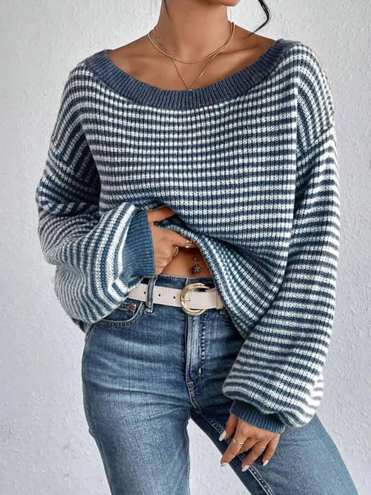 Relaxed Knit Sweater with Drop Shoulders | Women's Winter Top