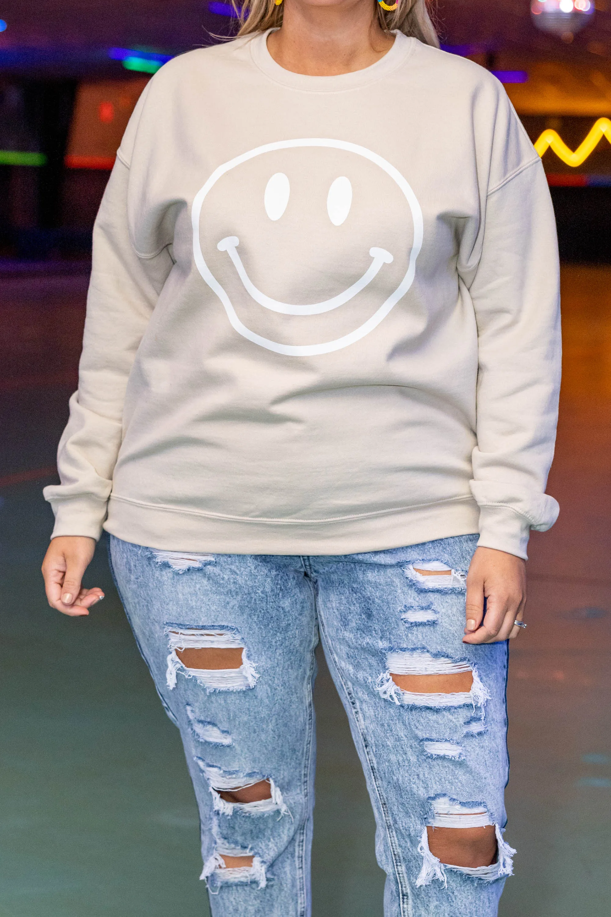 Remember To Smile Sweatshirt, Cream