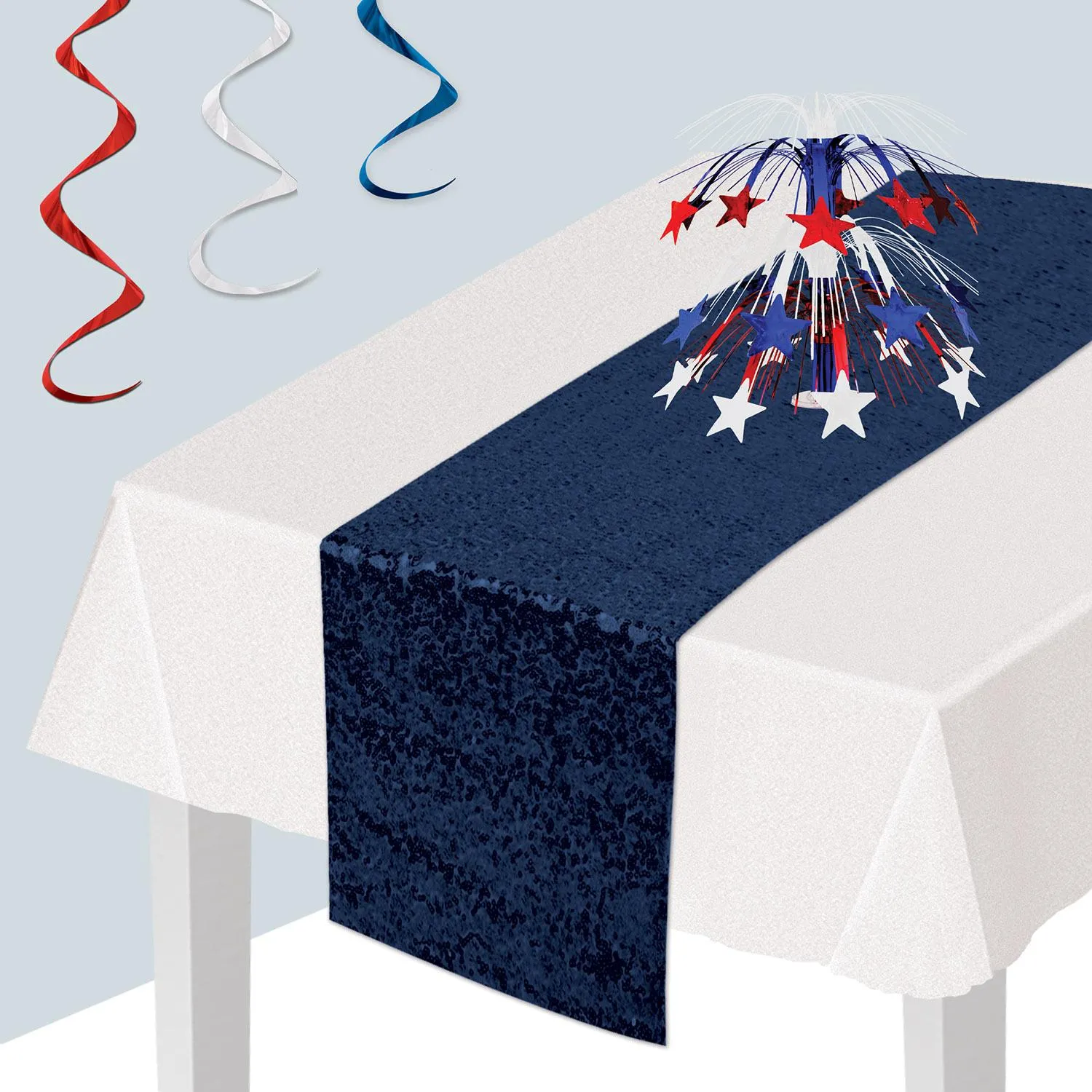Sequined Party Table Runner - navy (12 per Case)
