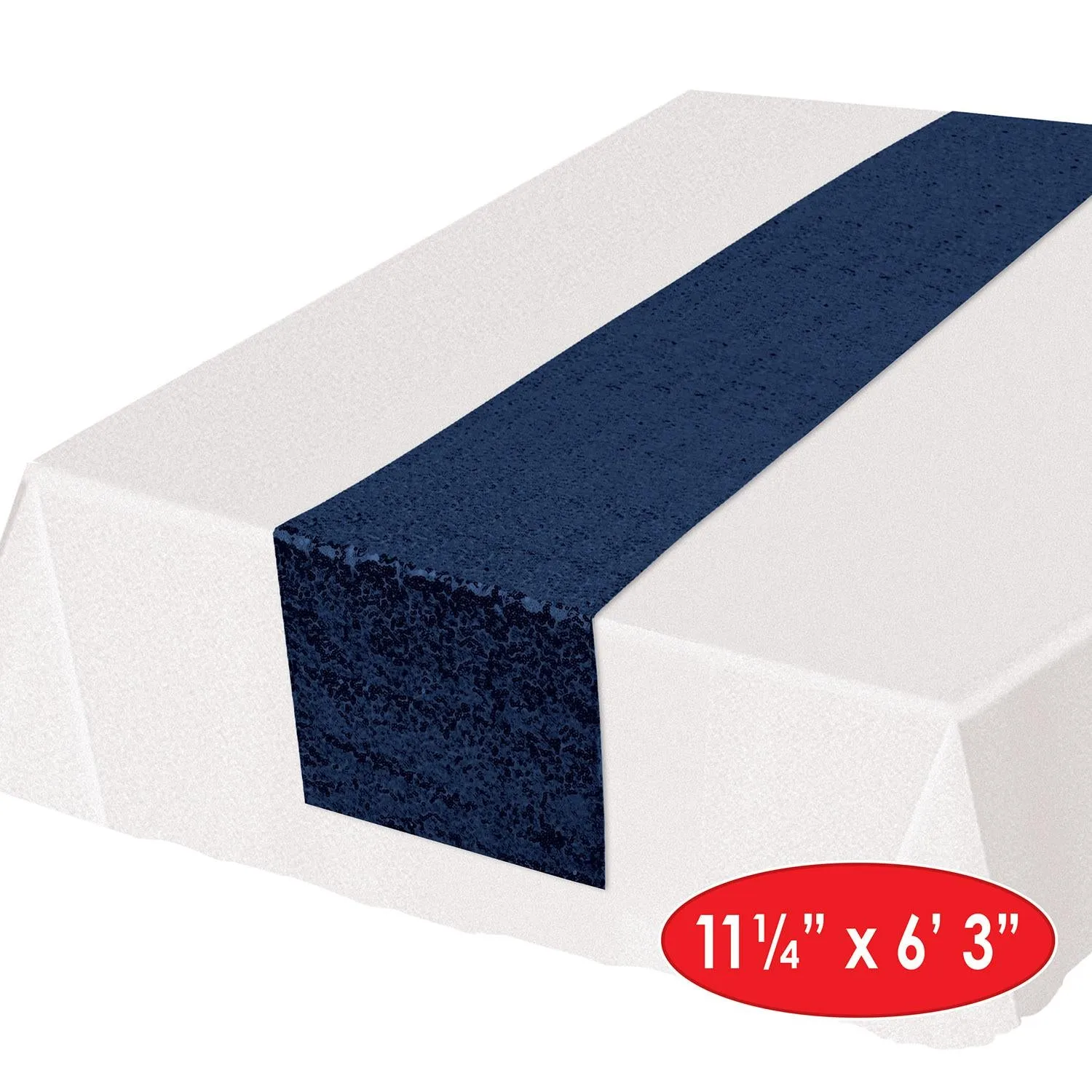 Sequined Party Table Runner - navy (12 per Case)