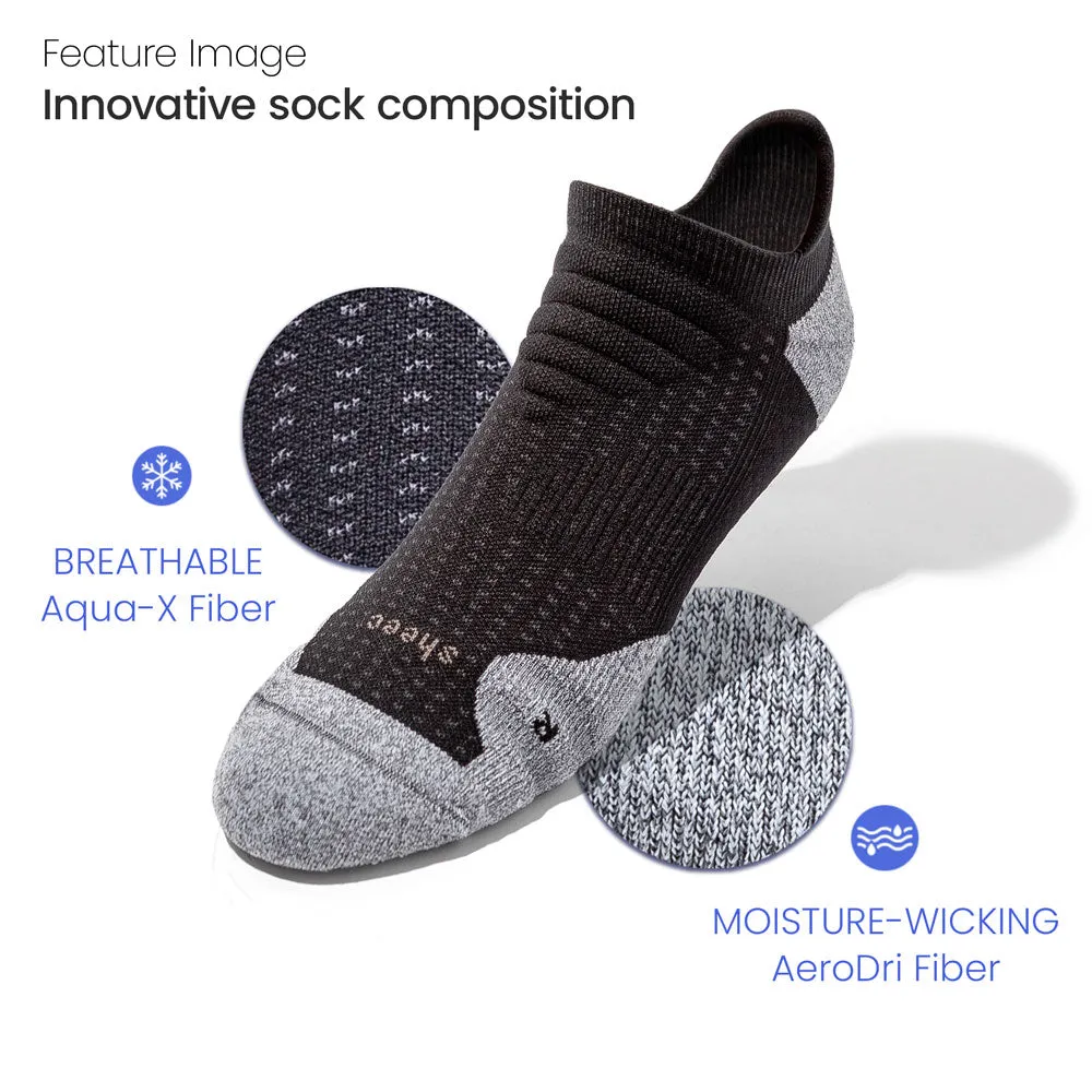 Sheec Women's Comfits Compression Aqua-X Aerodri No Show Ankle Blister Tab Socks - Bundle Pack 2 Pairs