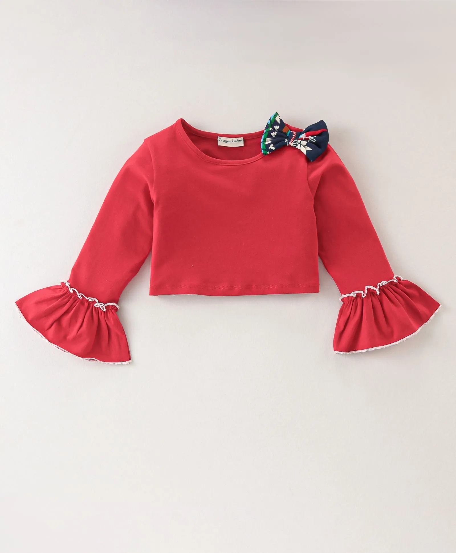 Solid Frilled Top Jacquard Palazzo Set
