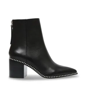 Steve Madden Aquarius Black Leather Studded Detailing Stacked Leather Heel Boots