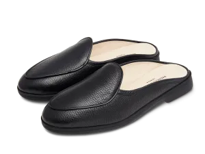 Stride Mule Loafers in Black Deerskin Dark Sole