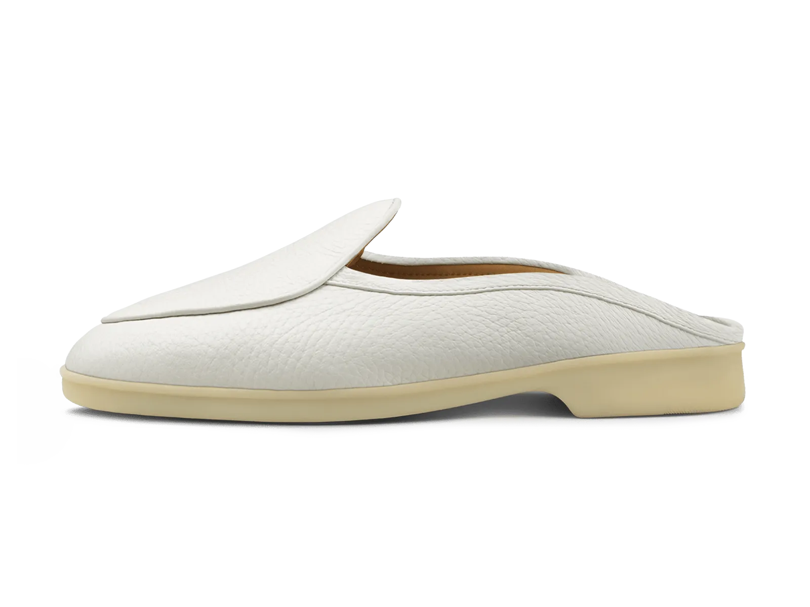 Stride Mule Loafers in Blanc Casse Deerskin Natural Sole