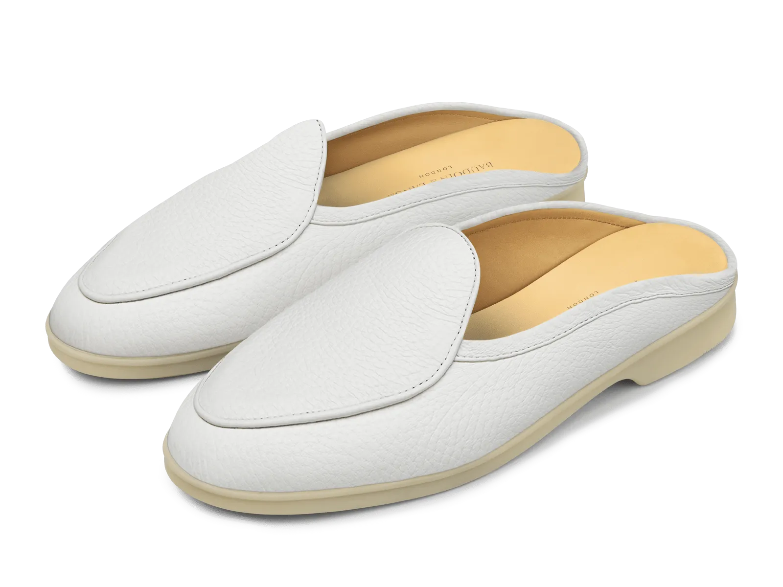 Stride Mule Loafers in Blanc Casse Deerskin Natural Sole