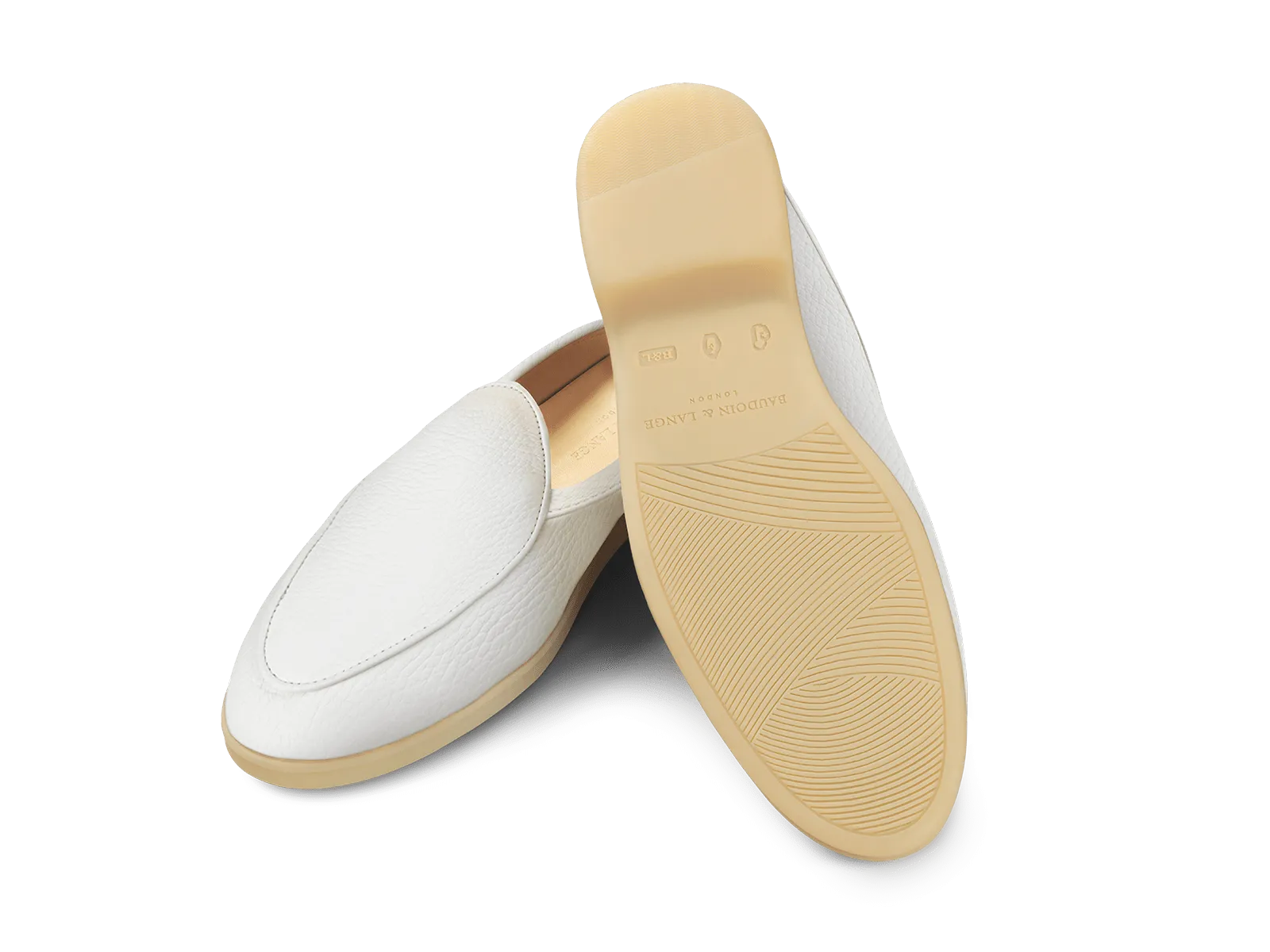 Stride Mule Loafers in Blanc Casse Deerskin Natural Sole