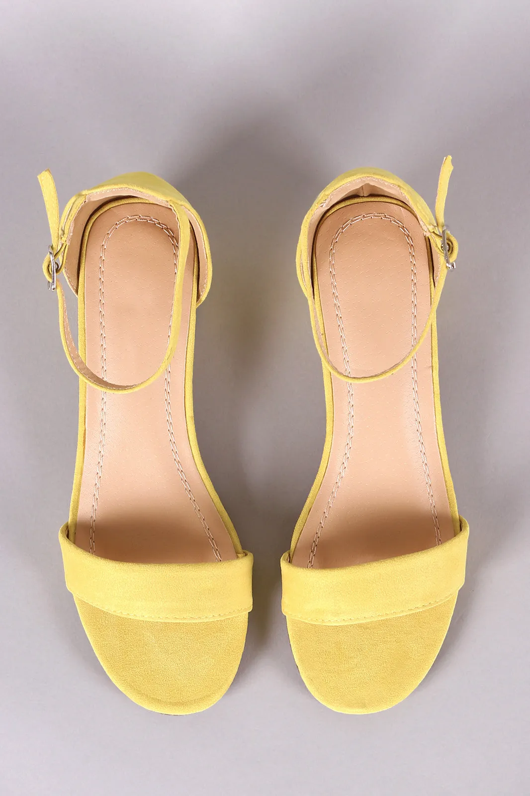 Suede Ankle Strap Open Toe Block Heeled Sandal