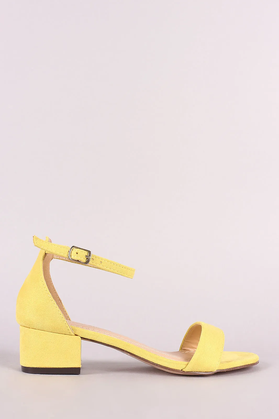 Suede Ankle Strap Open Toe Block Heeled Sandal