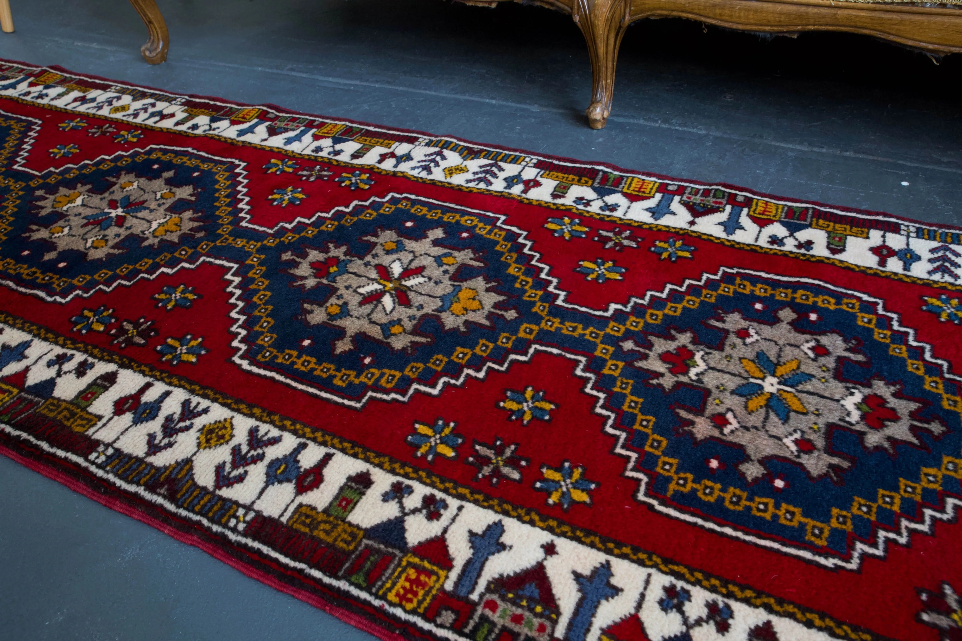 Vintage Turkish Yahyali Runner Rug