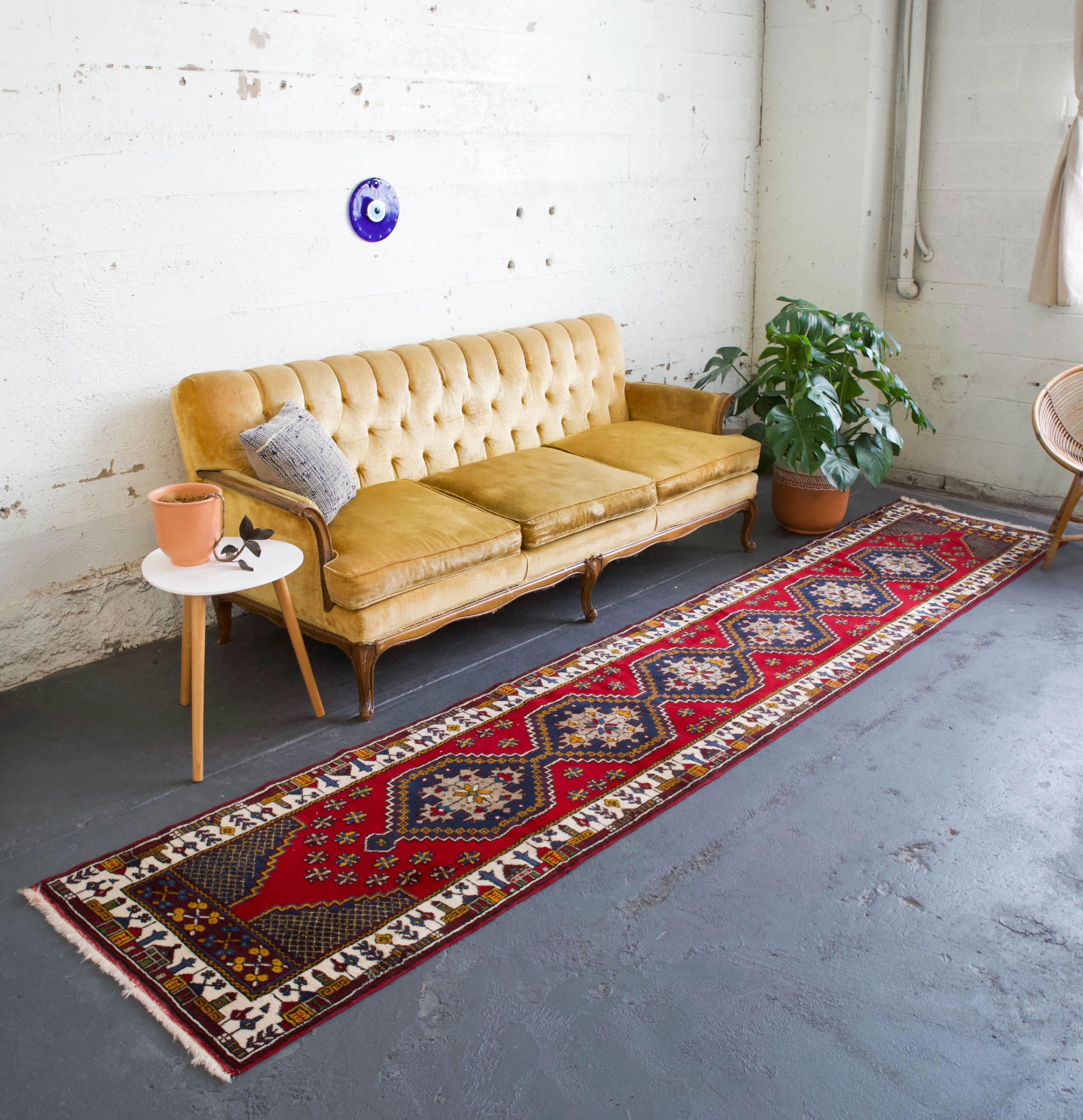 Vintage Turkish Yahyali Runner Rug