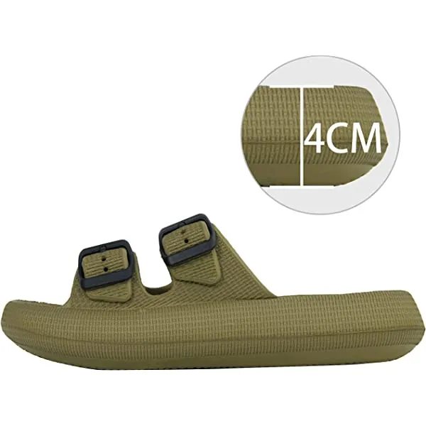 Women Men Pillow Sandals Thick Sole Adjustable Buckles EVA Cloud Slides Slippers