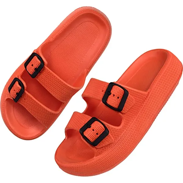 Women Men Pillow Sandals Thick Sole Adjustable Buckles EVA Cloud Slides Slippers