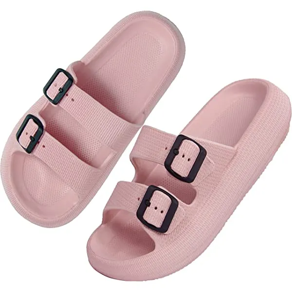 Women Men Pillow Sandals Thick Sole Adjustable Buckles EVA Cloud Slides Slippers