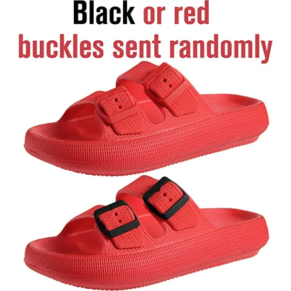 Women Men Pillow Sandals Thick Sole Adjustable Buckles EVA Cloud Slides Slippers