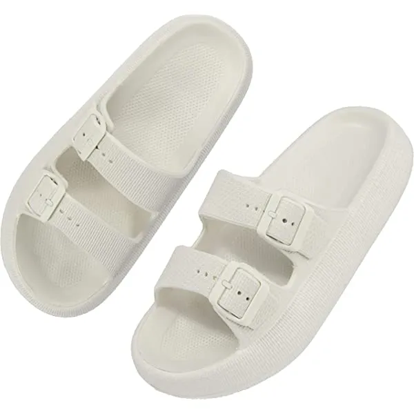Women Men Pillow Sandals Thick Sole Adjustable Buckles EVA Cloud Slides Slippers