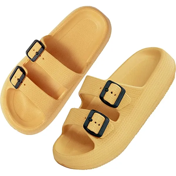 Women Men Pillow Sandals Thick Sole Adjustable Buckles EVA Cloud Slides Slippers