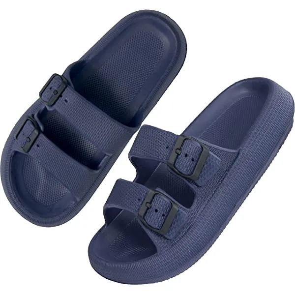 Women Men Pillow Sandals Thick Sole Adjustable Buckles EVA Cloud Slides Slippers