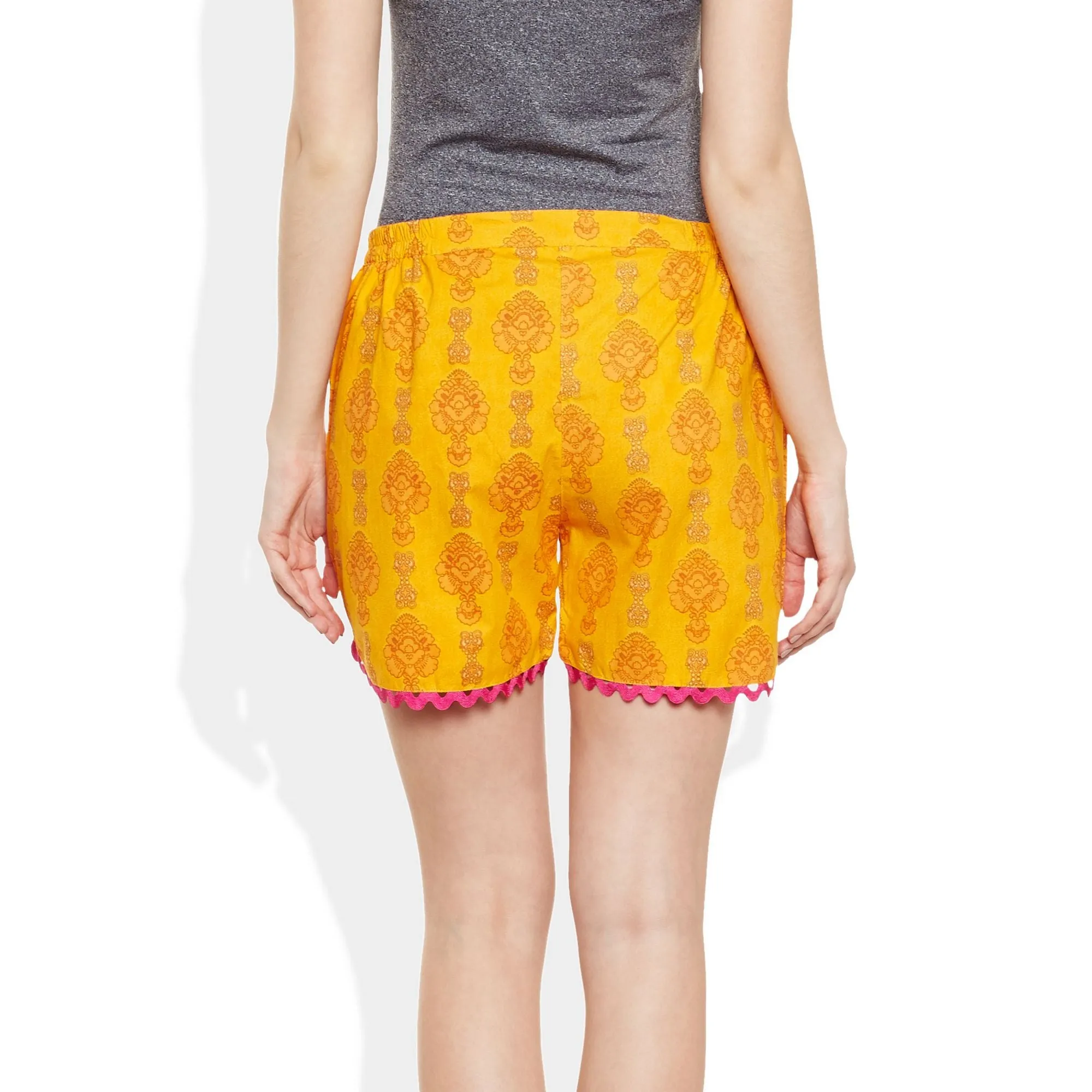 Womens Cotton Printed Beach Shorts Summer Pants Indian X- Large Size,W-CSRTXL-2837