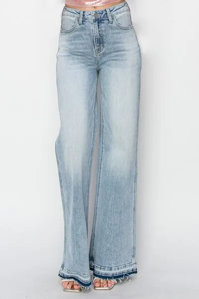 Women's Faded High Rise Bellbottom Denim Jeans