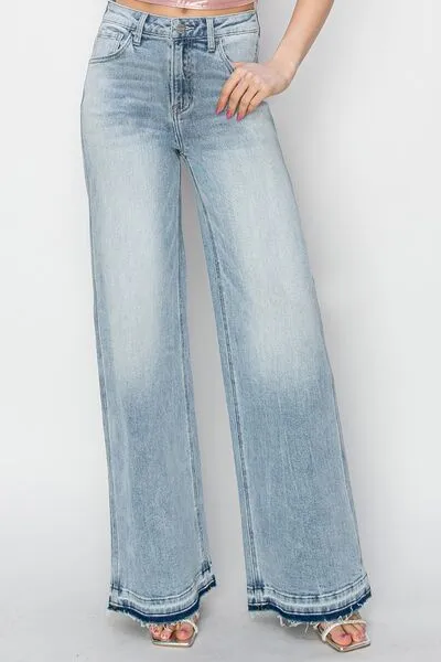 Women's Faded High Rise Bellbottom Denim Jeans