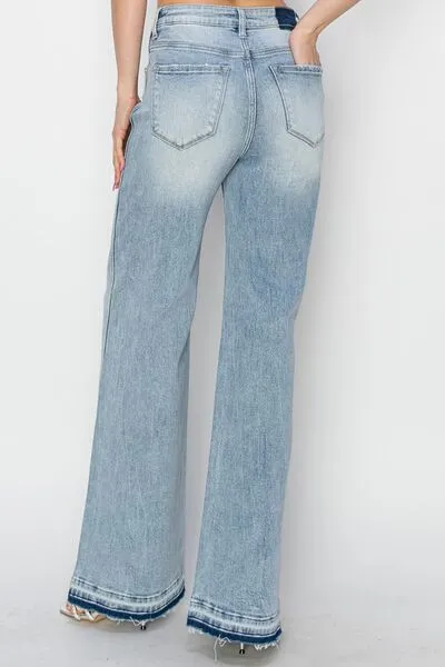 Women's Faded High Rise Bellbottom Denim Jeans