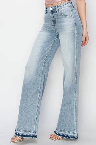 Women's Faded High Rise Bellbottom Denim Jeans