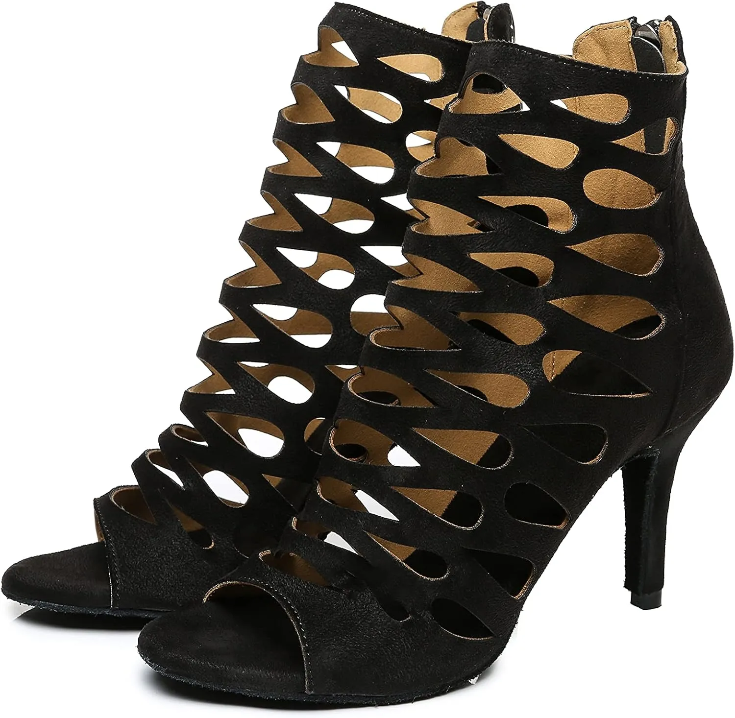 Womens Girls Dance Shoes Cut-out Ballroom Sandals Prom Evening Ankle Booties
