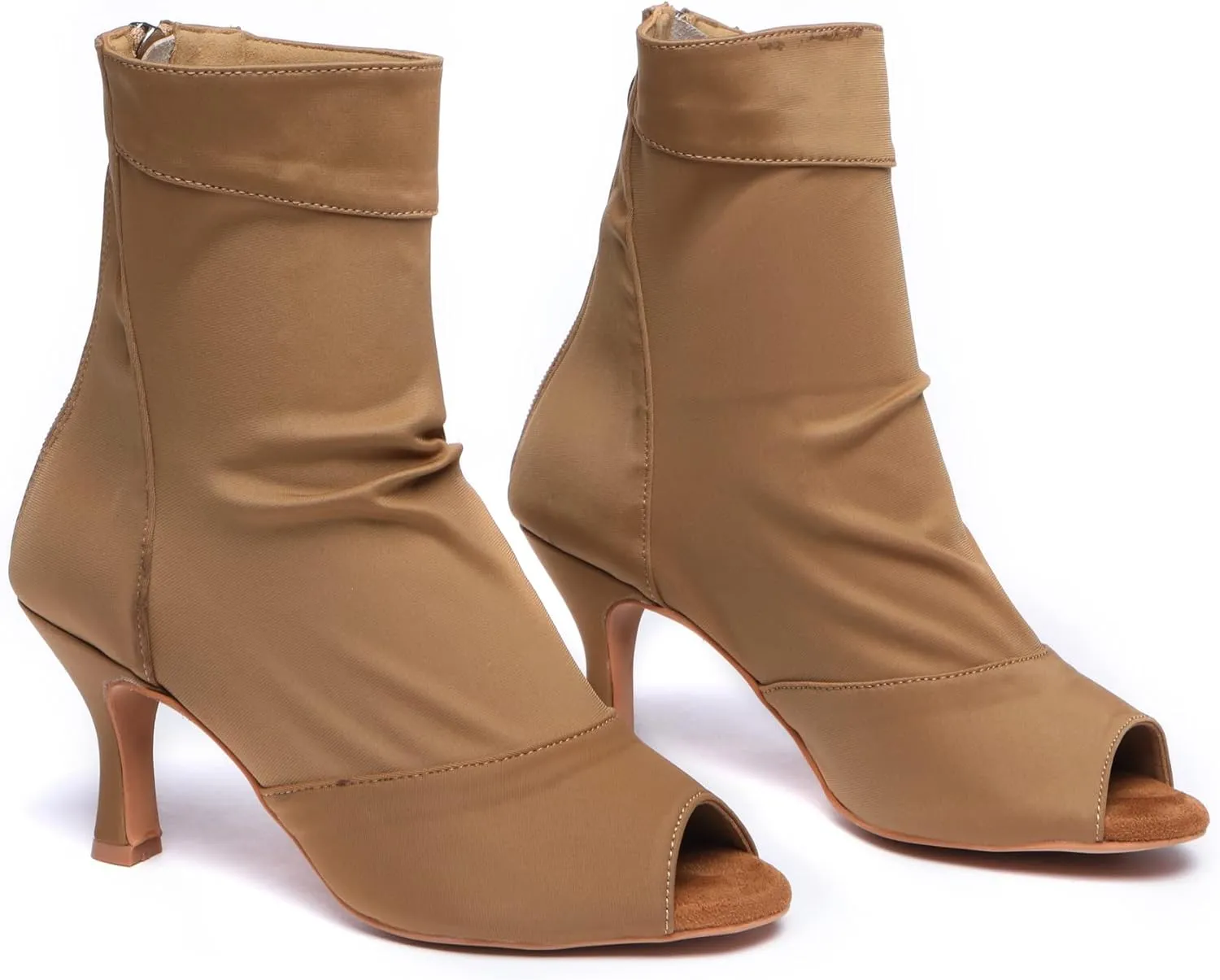 Womens Girls Party Dance Shoes Peep Toe Ballroom Dancing Ankle Booties