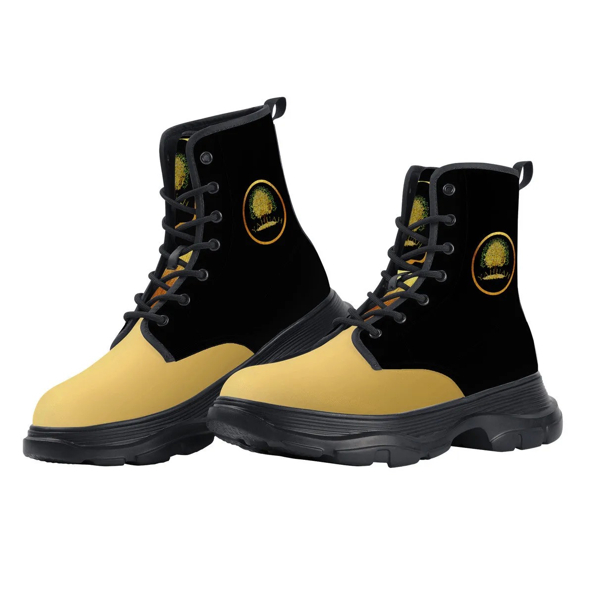 Yahuah-Tree of Life 03-01 Chunky PU Leather Unisex Boots