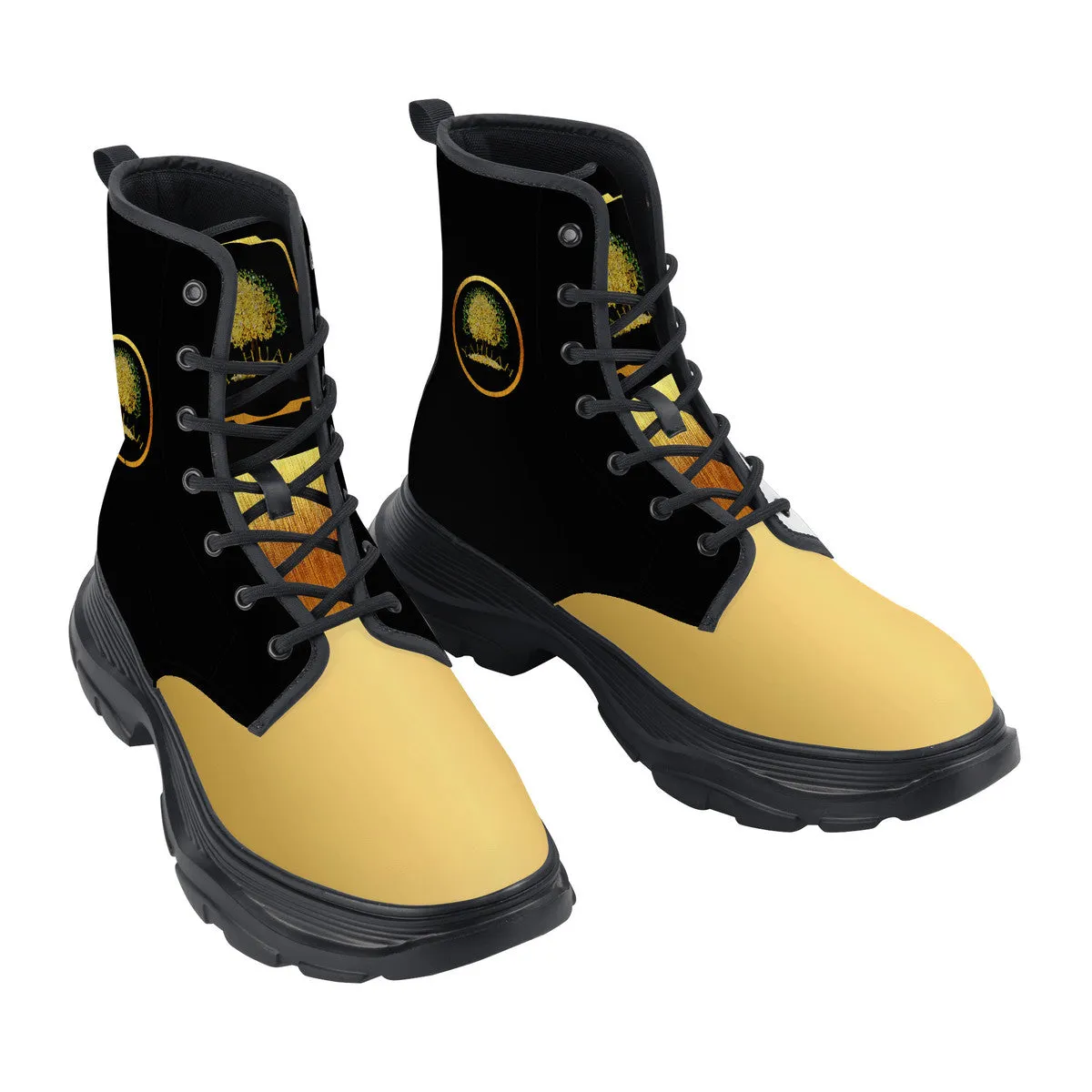 Yahuah-Tree of Life 03-01 Chunky PU Leather Unisex Boots